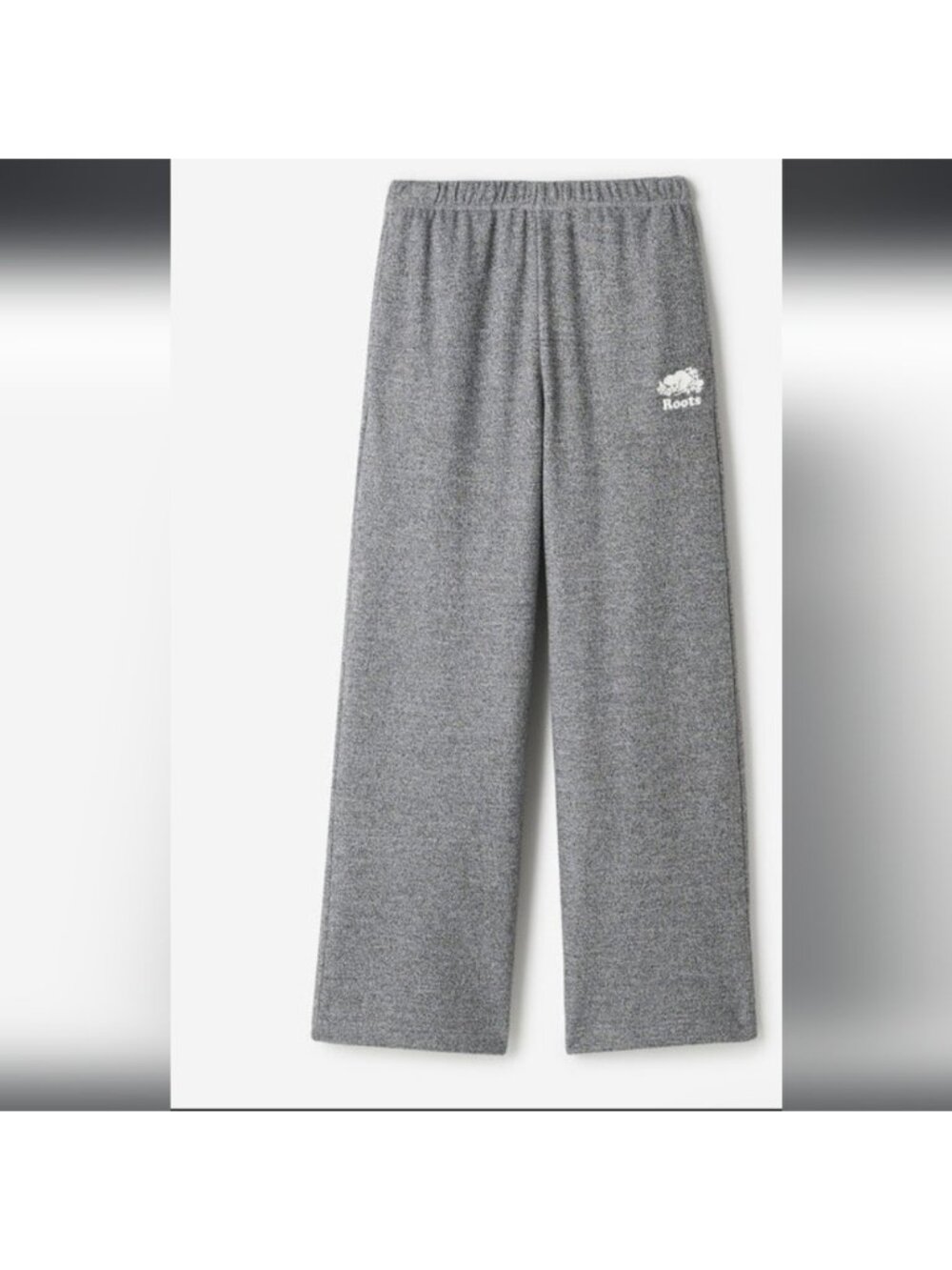 Roots Sweat Pants wide leg Crop Athletic Grey cotton Fleece Size Unisex L Fit XL